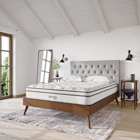 Modway Jenna 10" Innerspring and Foam California King Mattress in White