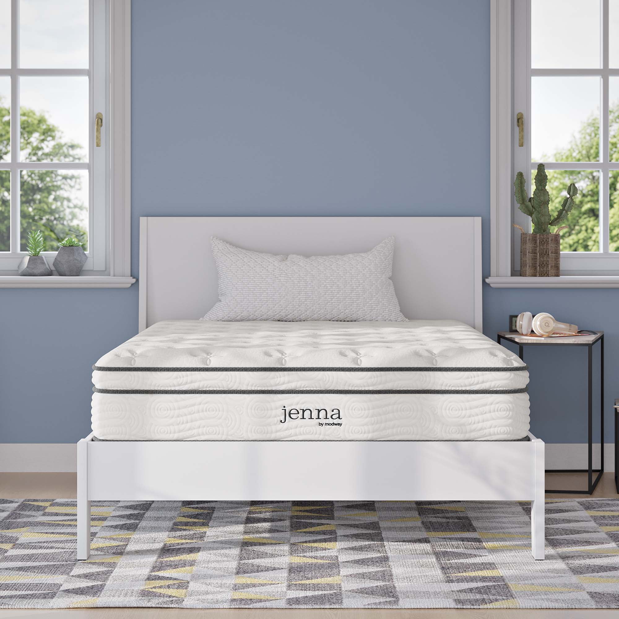 Modway Jenna 10" Quilted Full Size Pillow Top Innerspring Mattress in White