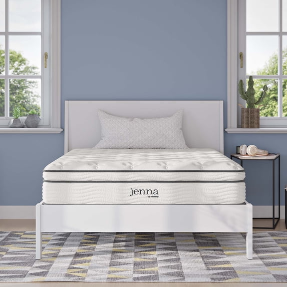 Modway Jenna 10" Quilted Full Size Pillow Top Innerspring Mattress in White