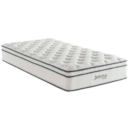 Modway Jenna 10" Quilted Twin Size Pillow Top Innerspring Mattress in White