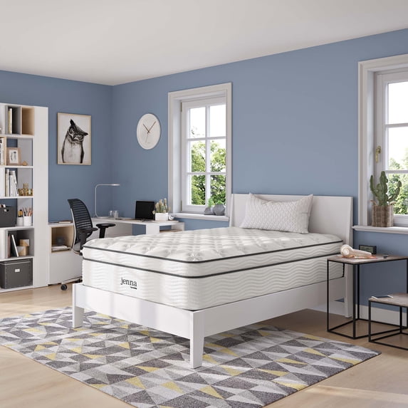 Modway Jenna 14" Modern Innerspring and Foam Full Mattress in White