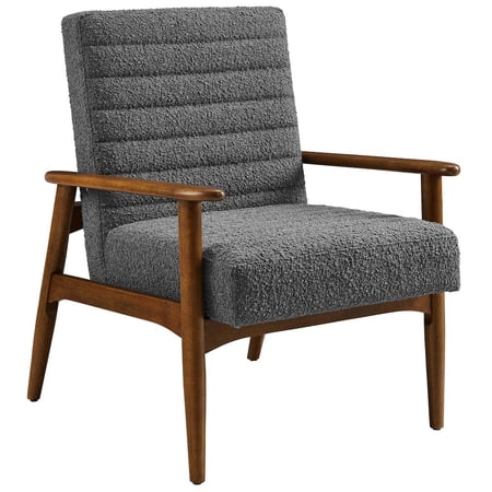 Jensen Boucle Fabric Accent Chair in Walnut Charcoal
