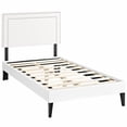 thumbnail image 1 of Modway Jessamine Faux Leather Upholstered Twin Platform Bed in White, 1 of 8