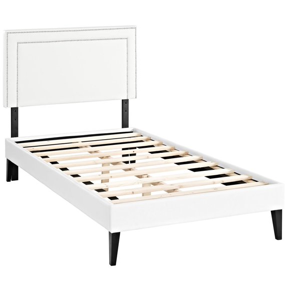 Modway Jessamine Queen Leatherette Platform Bed with Squared Tapered Legs, Multiple Colors