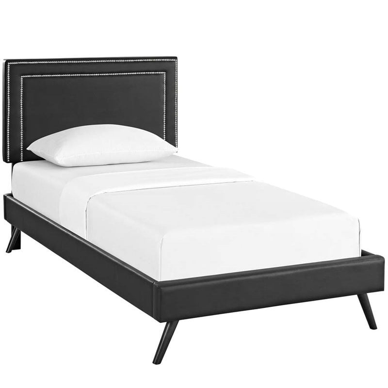 Modway Jessamine Twin Leatherette Platform Bed with Round Splayed Legs