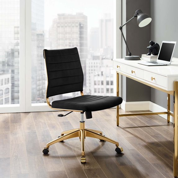 Modway Jive Armless Mid Back Performance Velvet Office Chair in Black