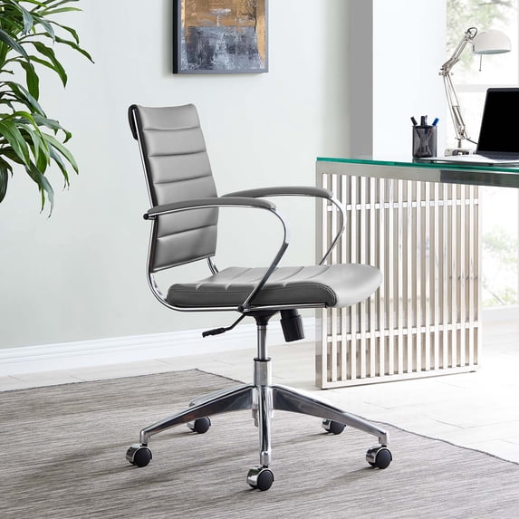 Modway Jive Modern Mid Back Vinyl & Aluminum Office Chair in Gray/Chrome