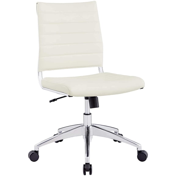 Modway Jive Ribbed Armless Mid Back Swivel Conference Chair In White