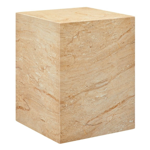 Jordana Square Plinth Indoor - Outdoor Patio Concrete Side Table in Travertine
