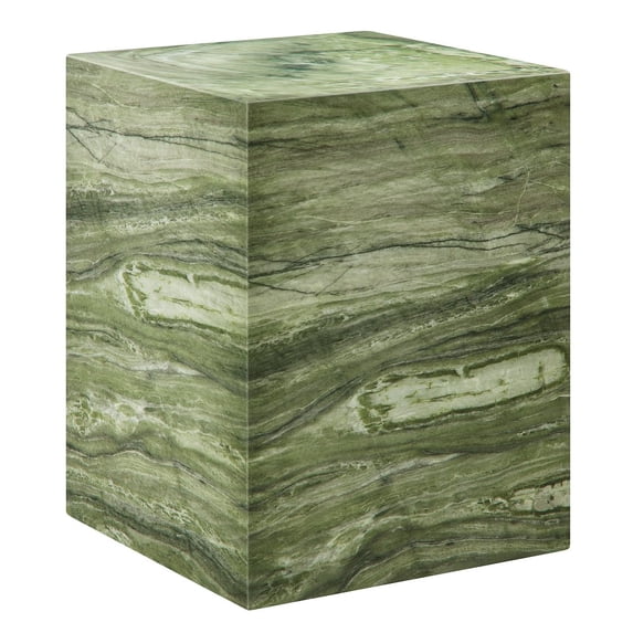 Jordana Square Plinth Indoor - Outdoor Patio Concrete Side Table in Green Marble