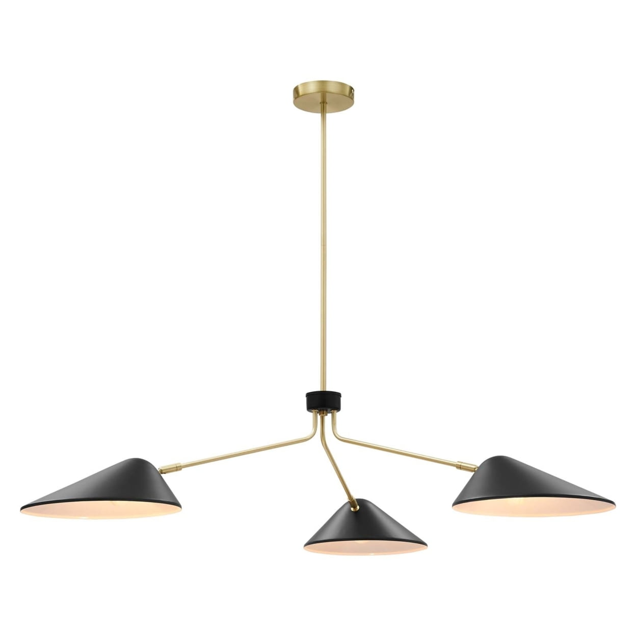 Black Satin Brass 48" LED Triple Arm Pendant Light