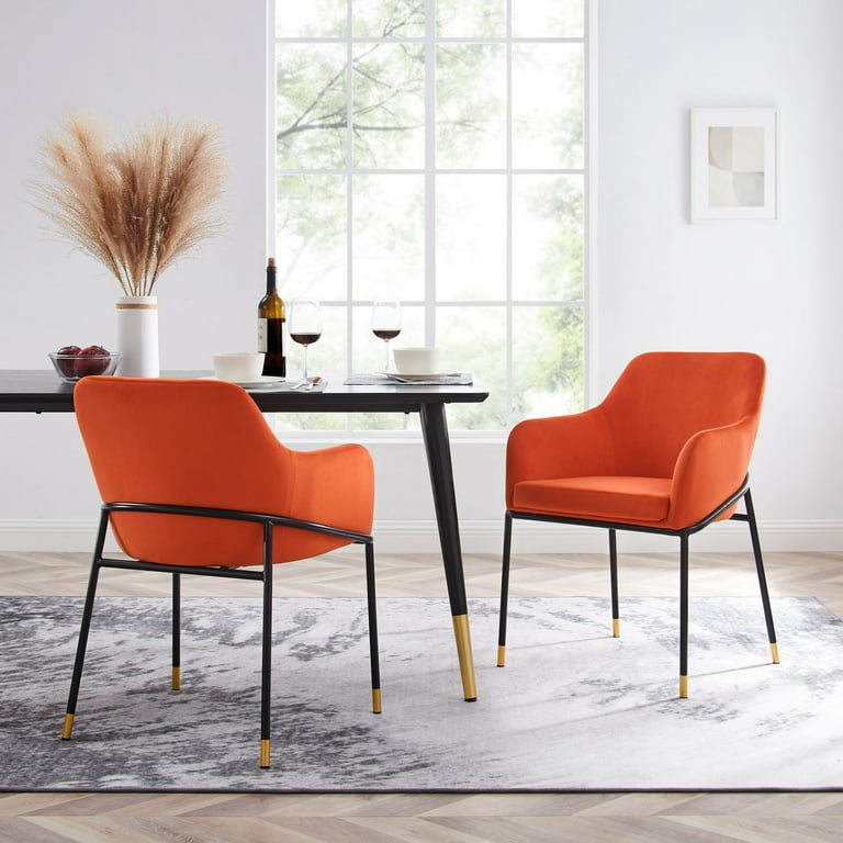 Orange velvet 2024 dining room chairs