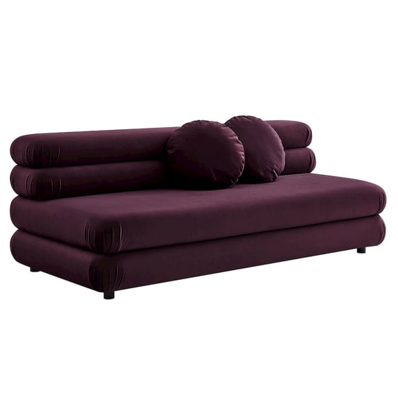 Modway Jubilee Modular Performance Velvet Armless Loveseat in Mulberry