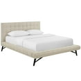 thumbnail image 1 of Modway Julia Queen Biscuit Tufted Upholstered Fabric Platform Bed in Beige, 1 of 6