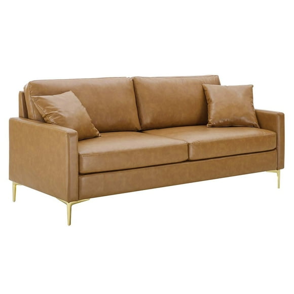 Modway Juliana Vegan Leather Sofa in Tan