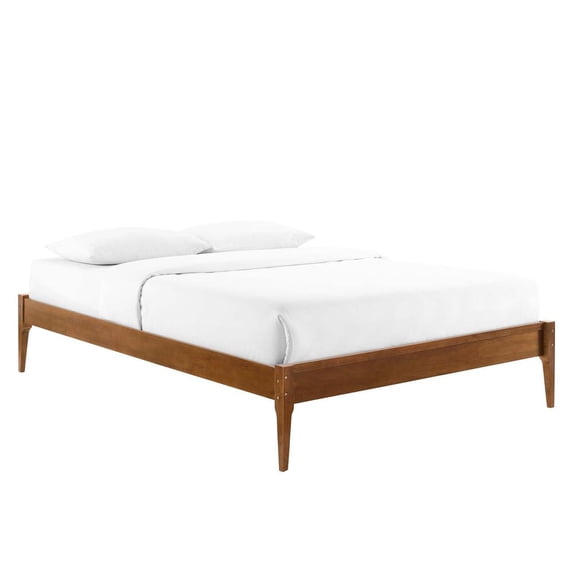 Modway June Full Wood Platform Bed Frame in Walnut