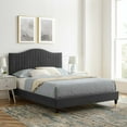 thumbnail image 1 of Modway Juniper Channel Tufted Performance Velvet King Platform Bed in Charcoal, 1 of 10