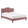 thumbnail image 1 of Modway Juniper Channel Tufted Performance Velvet King Platform Bed in Dusty Rose, 1 of 12