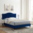 thumbnail image 1 of Modway Juniper Channel Tufted Performance Velvet King Platform Bed in Navy, 1 of 10