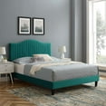 thumbnail image 1 of Modway Juniper Channel Tufted Performance Velvet King Platform Bed in Teal, 1 of 10