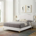 thumbnail image 1 of Modway Juniper Channel Tufted Performance Velvet Queen Platform Bed - White, 1 of 10