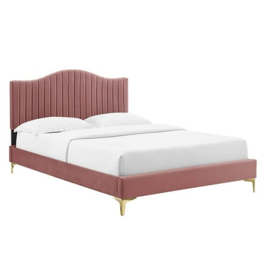 Modway Juniper Channel Tufted Performance Velvet Twin Platform Bed - Dusty Rose