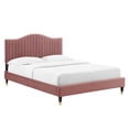 thumbnail image 1 of Modway Juniper Channel Tufted Velvet Queen Platform Bed - Dusty Rose, 1 of 10