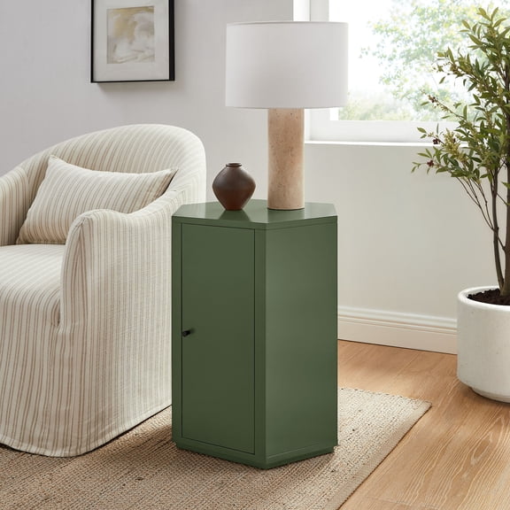 Kade Faceted Semi-Gloss Side Table in Cypress