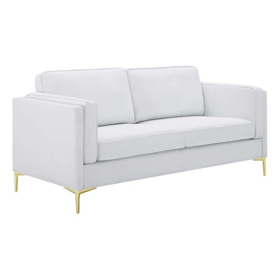 Modway Kaiya Modern Polyester Fabric Sofa with Gold Metal Leg in White