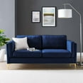 thumbnail image 1 of Modway Kaiya Performance Velvet Sofa with Metal Leg - Midnight Blue, 1 of 10