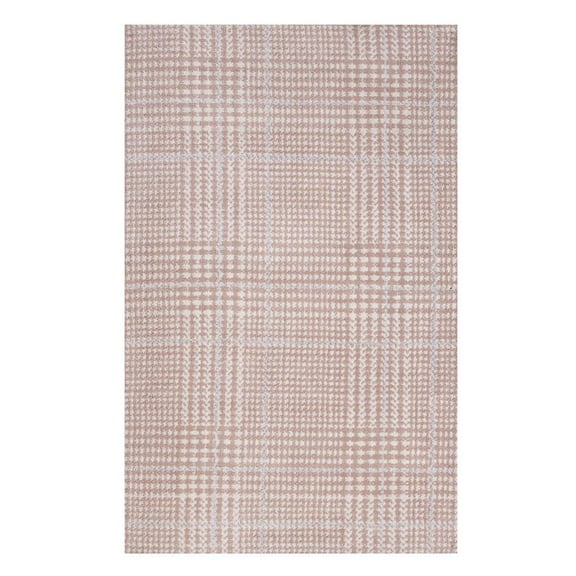 Modway Kaja Abstract Plaid 5x8 Area Rug in Ivory, Cameo Rose and Light Blue