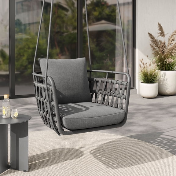 Modway Kaliah Powder-Coated Aluminum Frame Swing Chair in Charcoal