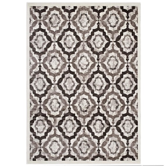 Modway Kalinda Rustic Vintage Moroccan Trellis 8x10 Area Rug in Brown, Beige and Ivory