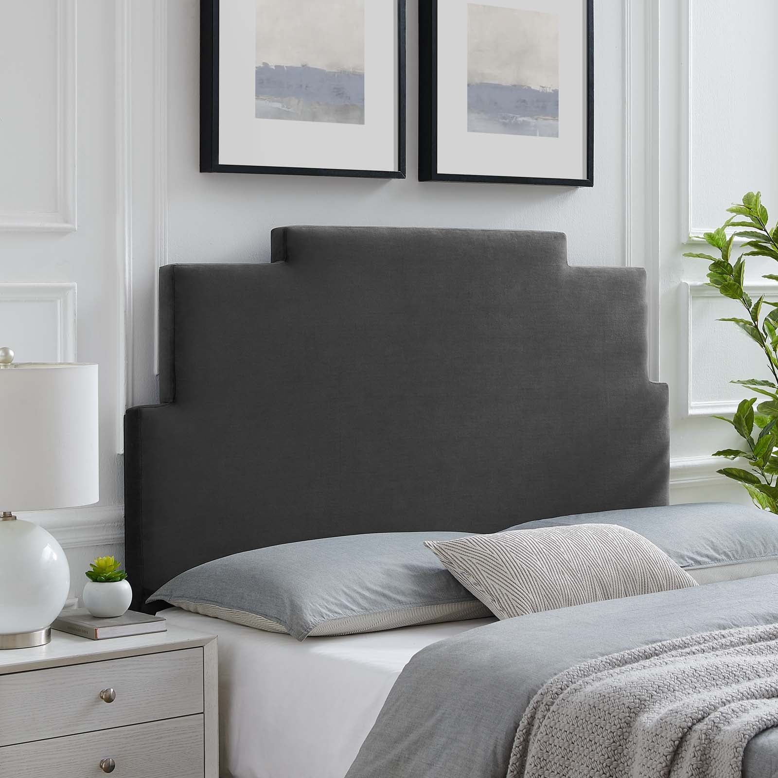 Modway Kasia Performance Velvet King California King Headboard Charcoal