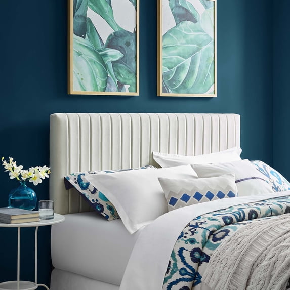 Modway Keira Velvet Full Queen Headboard in Ivory