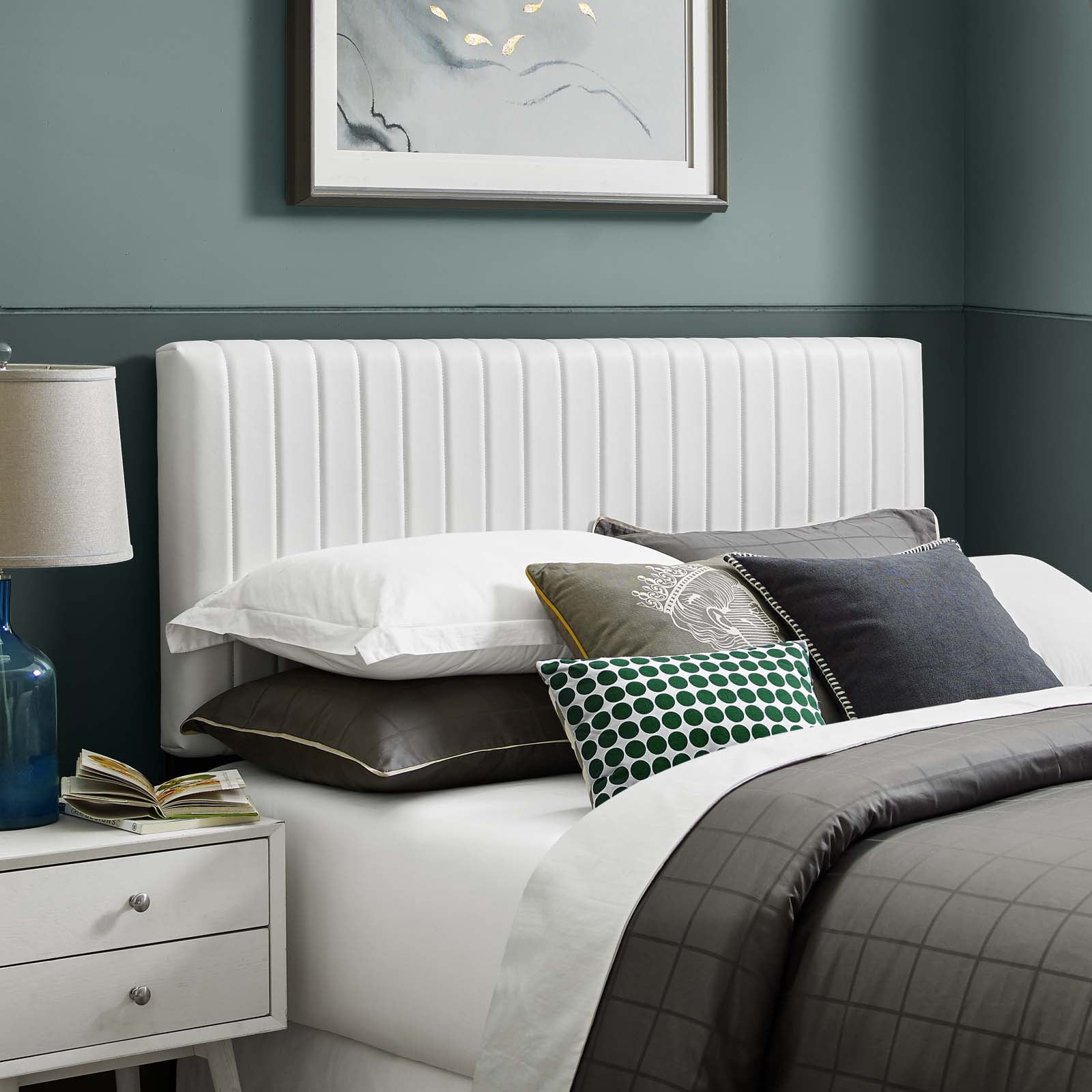 Modway Keira Faux Leather King/California King Headboard in White by Modway