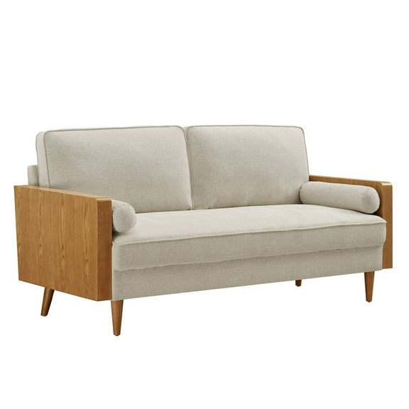 Kellan Sofa in Walnut Heathered Weave Light Beige