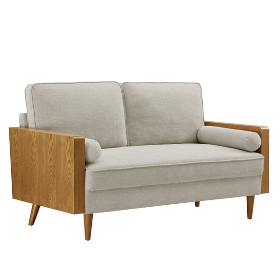 Kellan Loveseat in Walnut Heathered Weave Ivory