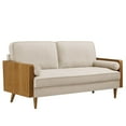 thumbnail image 1 of Modway Kellan Performance Velvet Upholstered 3-Seater Sofa in Walnut/Almond, 1 of 9