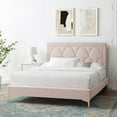 thumbnail image 1 of Modway Kendall Performance Velvet Queen Bed in Pink, 1 of 10