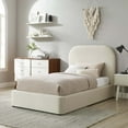 thumbnail image 1 of Keynote Performance Velvet Curved Twin Platform Bed in Alabaster, 1 of 9