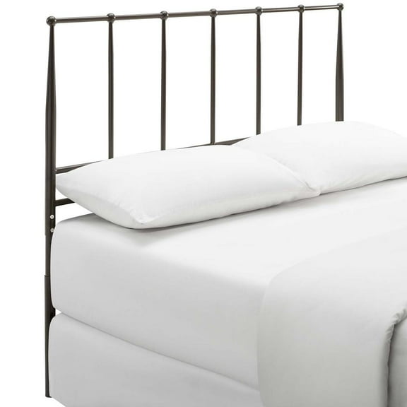 Modway Kiana Queen Metal Stainless Steel Headboard in Brown