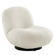 Modway Kindred Modern Boucle Fabric Upholstered Swivel Chair in Ivory/Black