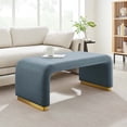 thumbnail image 1 of Koda Performance Velvet Waterfall Ottoman in Brass Cadet Blue, 1 of 10