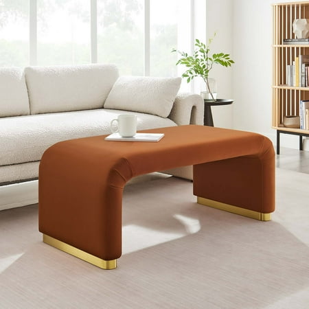 Koda Performance Velvet Waterfall Ottoman in Brass Rust