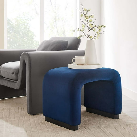 Modway Koda Performance Velvet Waterfall Stool in Black Midnight Blue