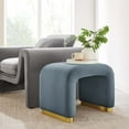 thumbnail image 1 of Koda Performance Velvet Waterfall Stool in Brass Cadet Blue, 1 of 10