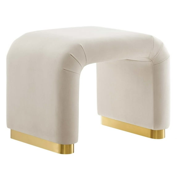 Koda Performance Velvet Waterfall Stool in Brass Almond