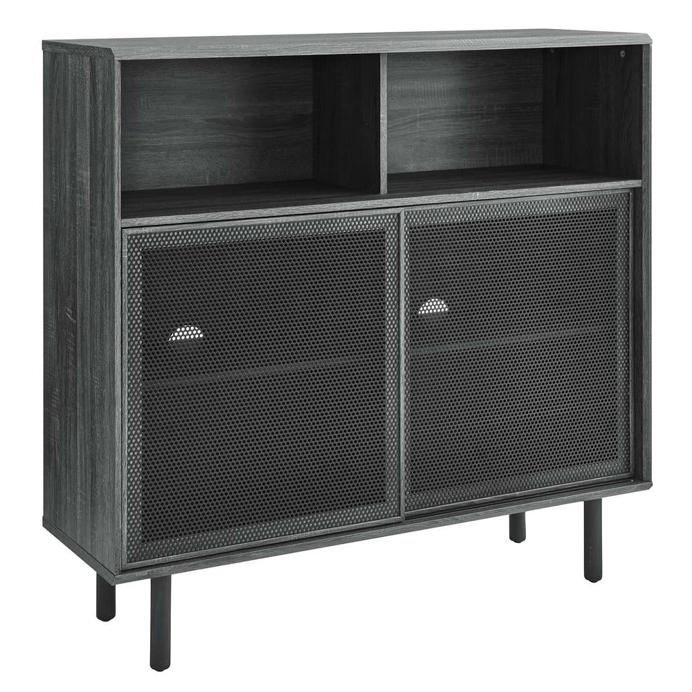 Charcoal 47" MDF and Particleboard Display Cabinet with Adjustable Shelving