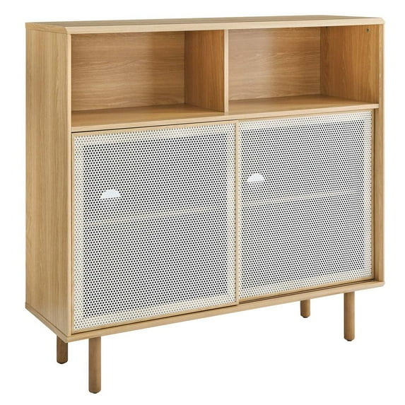 Modway Kurtis 47" MDF and Particleboard Display Cabinet in Oak